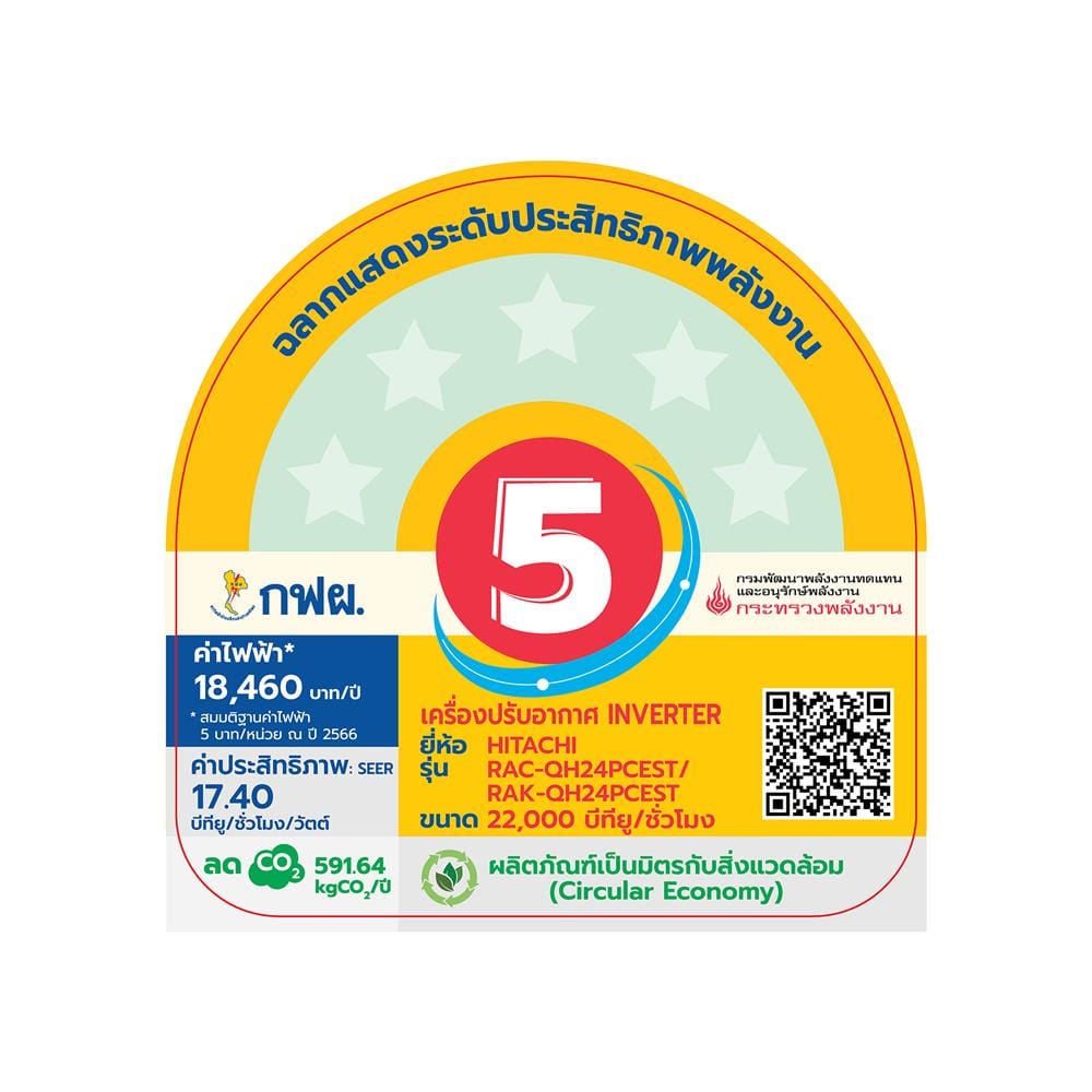 แอร์ผนัง HITACHI RAK-QH24PCEST 22000 บีทียู อินเวอร์เตอร์