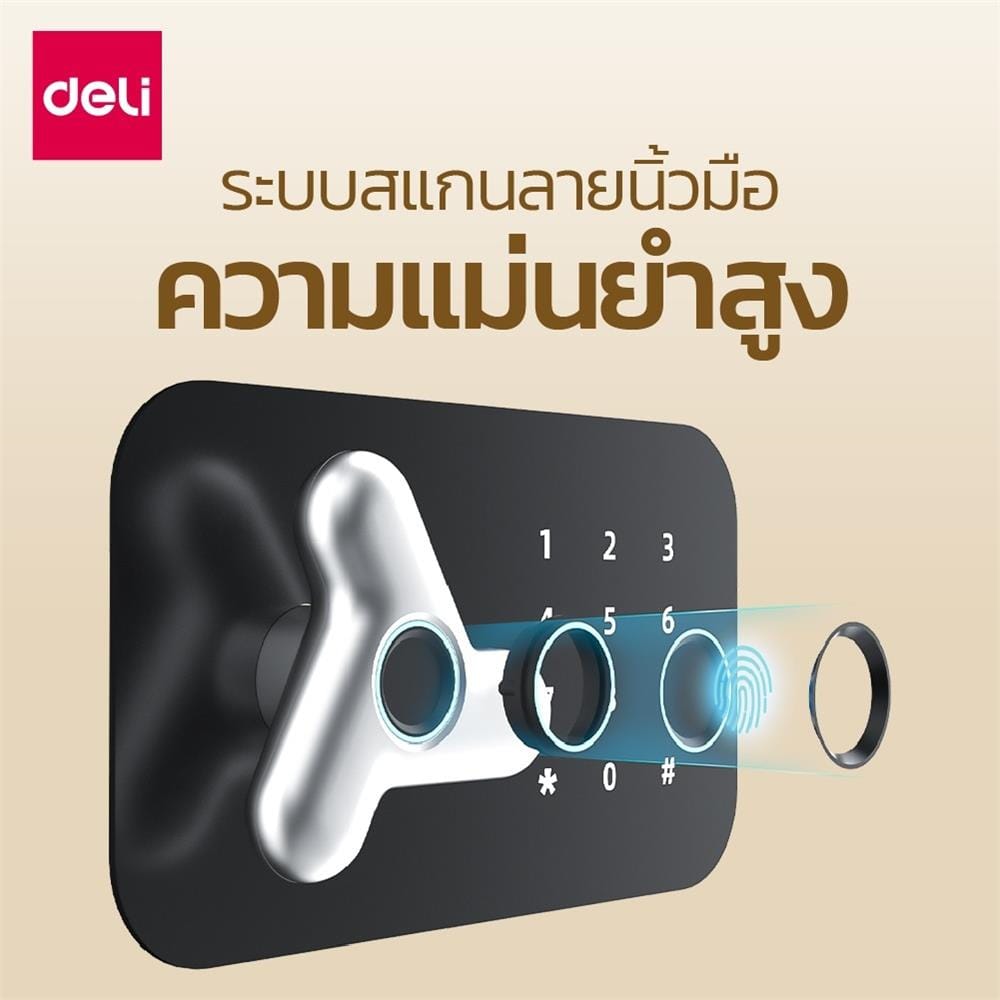 ตู้นิรภัย FINGERPRINT DELI AE652-WH-01 สีขาว