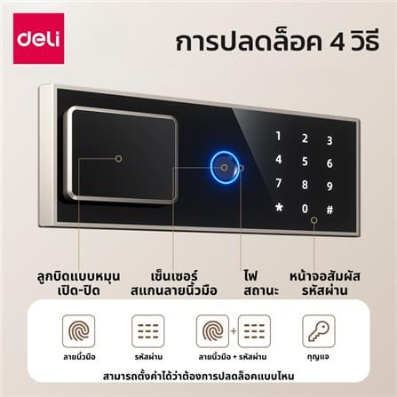 ตู้นิรภัย FINGERPRINT DELI AE802-WH-01 สีขาว_3