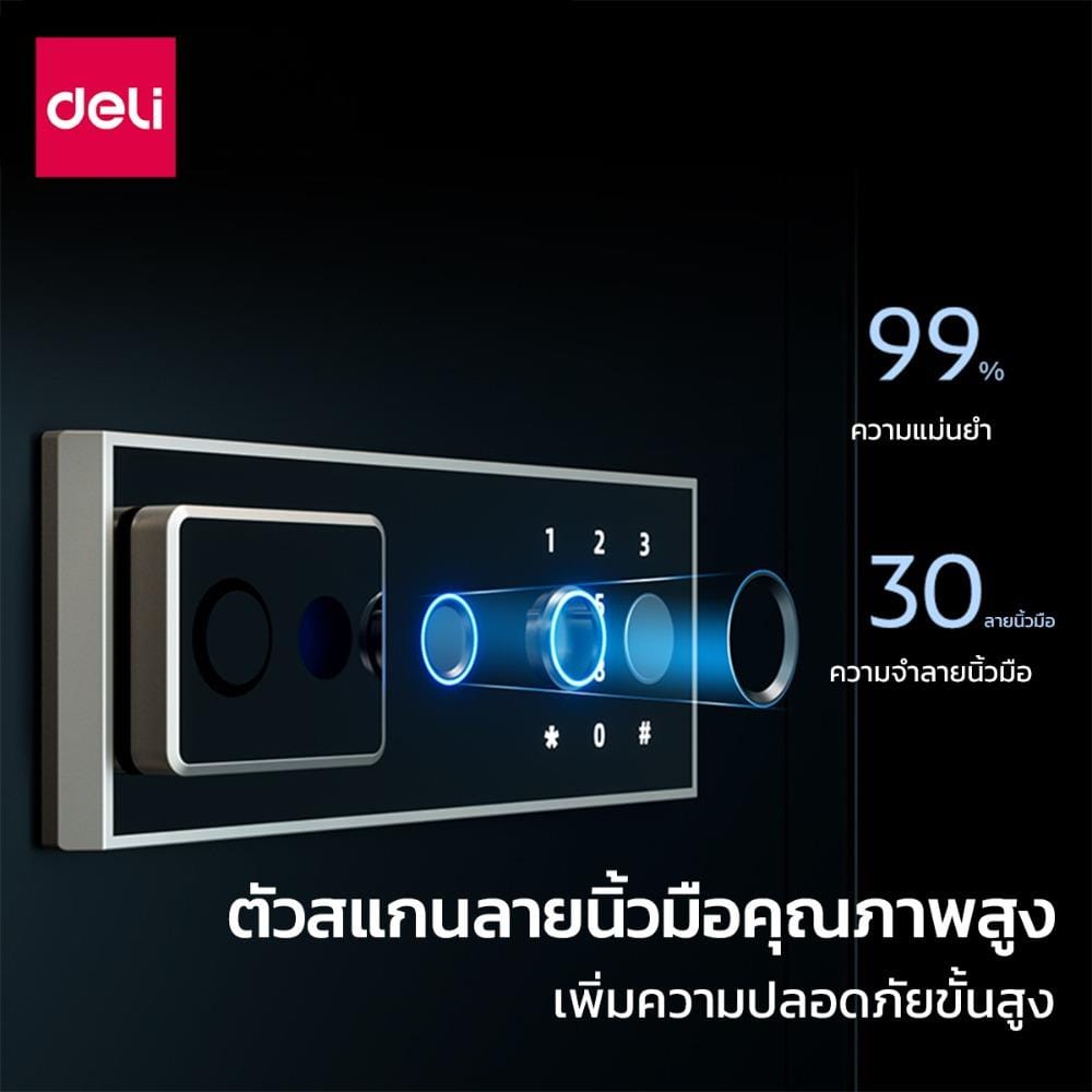 ตู้นิรภัย FINGERPRINT DELI AE800-WH-01 สีขาว
