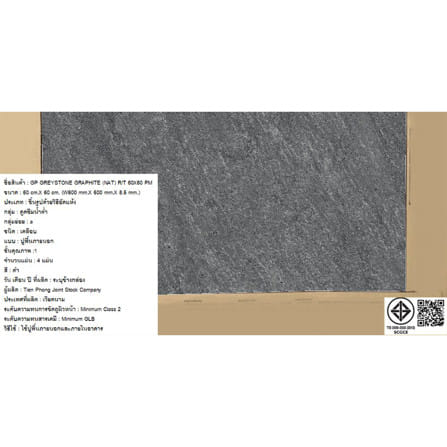 กระเบื้องพื้นพอร์ซเลน 60x60 ซม. COTTO เกรย์สโตน ดำ PM 1.44 ตร.ม._2