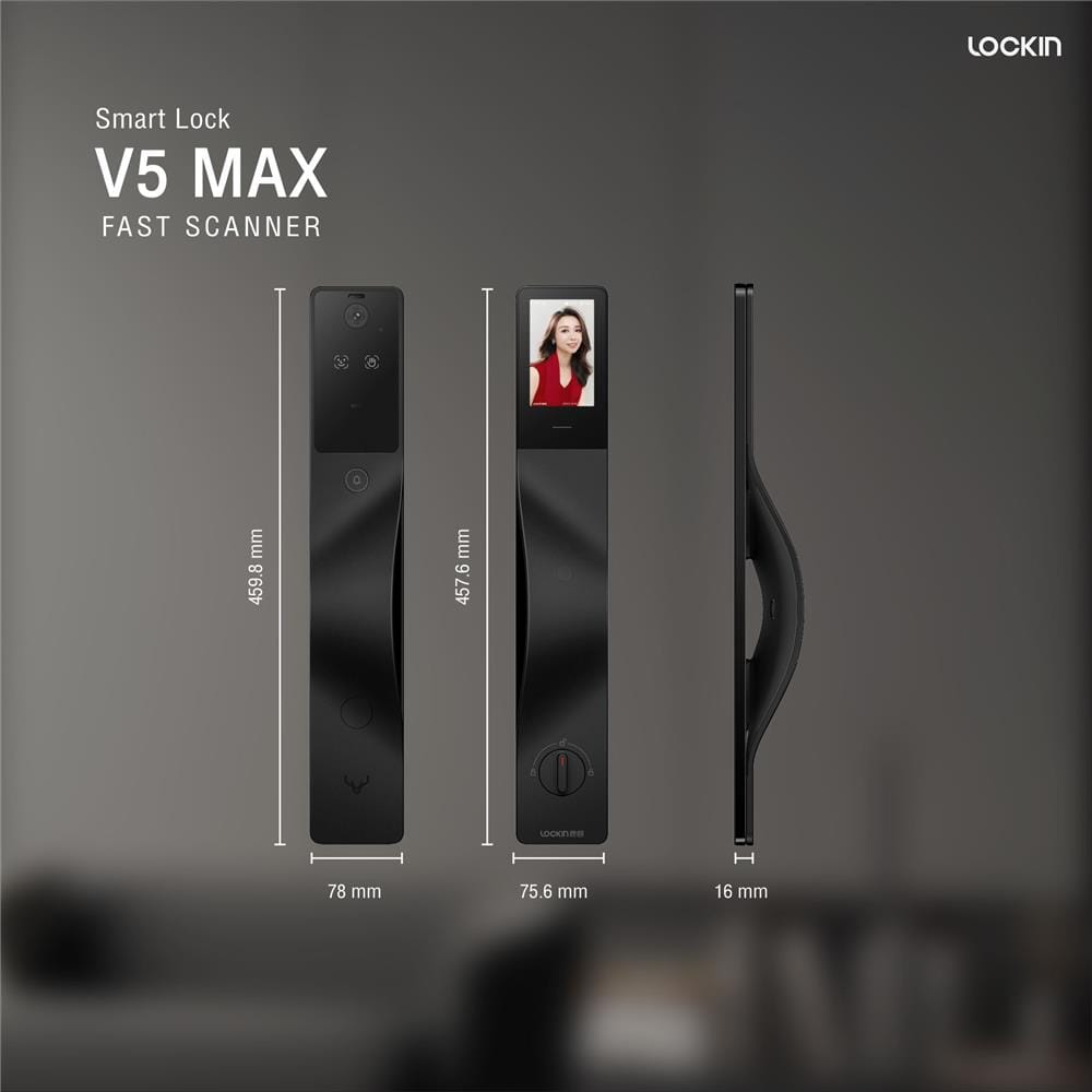 กลอนประตูดิจิตอล LOCKIN V5 MAX สีดำ (มือจับซ้าย)