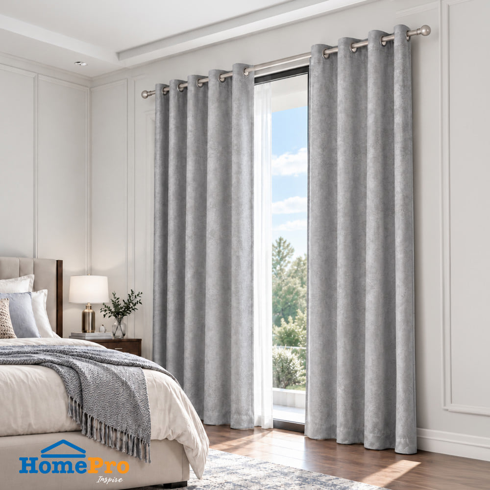 ผ้าม่าน EYELET HOME LIVING STYLE LENA UV 140x220 ซม. สีเทา