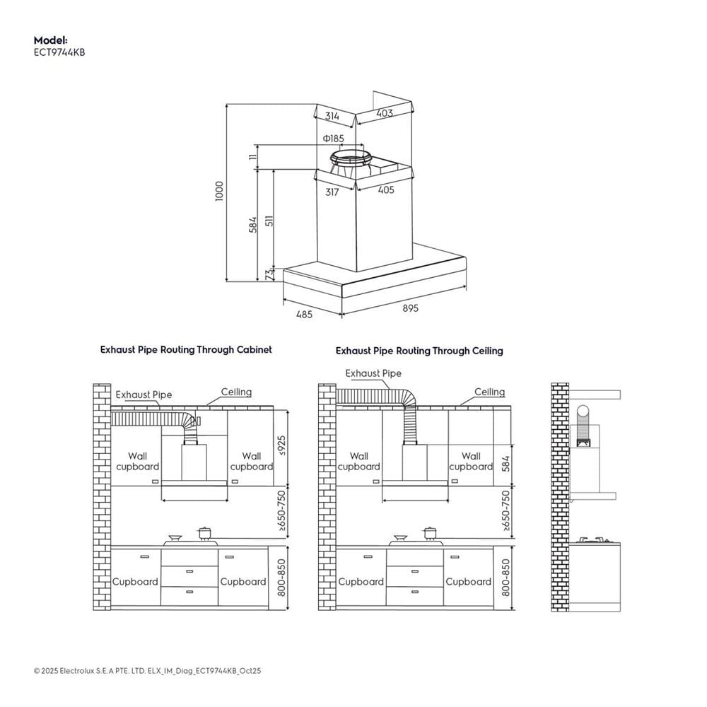เครื่องดูดควันกระโจม ELECTROLUX ECT9744KB 90 ซม.