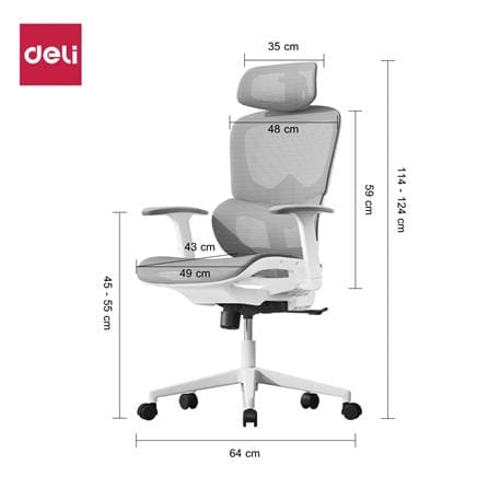 เก้าอี้สำนักงาน DELI E4989-WH-01 สีขาว/เทา_8