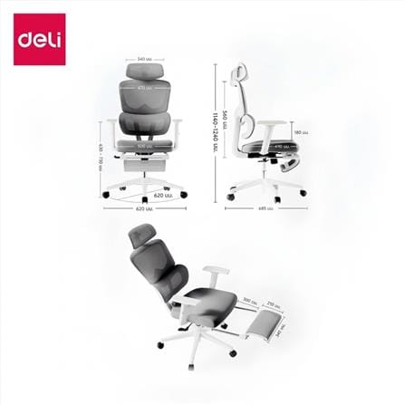 เก้าอี้สำนักงาน DELI E4981-WH-01 สีขาว/เทา_6