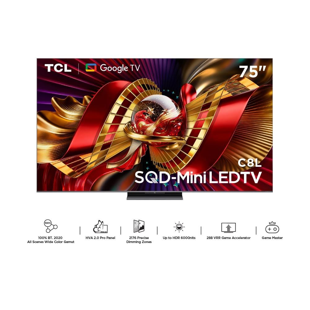 ทีวีเอสคิวดี มินิแอลอีดี 75 นิ้ว TCL (4K, MINI LED, GOOGLE TV) 75C8L