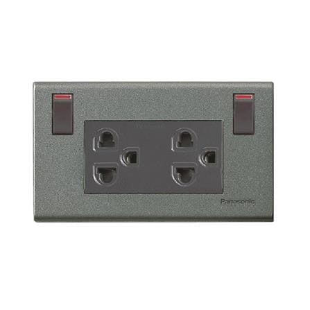 ชุดเต้ารับคู่ 3 ขา พร้อมสวิตช์คุม PANASONIC WEGP1282MH สีเทาเมทัลลิค_0