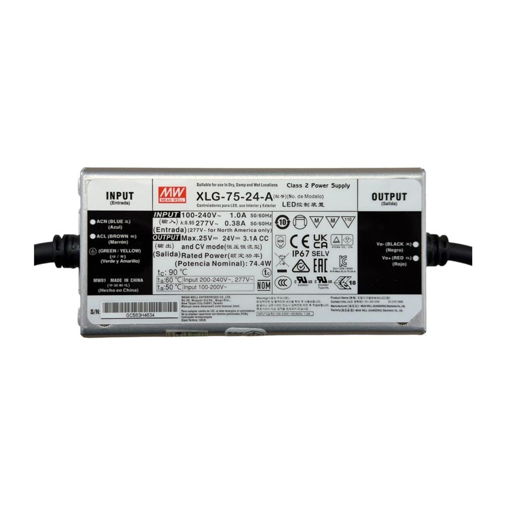 สวิตชิ่งเพาเวอร์ซัพพลาย MEANWELL XLG-75-24V IP67