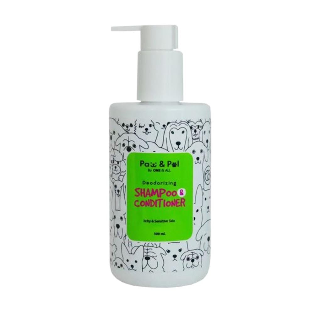 แชมพูผสมครีมนวดสำหรับสุนัข PAW&PAL BY. ONE&ALL สูตรดับกลิ่น ลดอาการคัน สำหรับผิวแพ้ง่าย 300 มล.