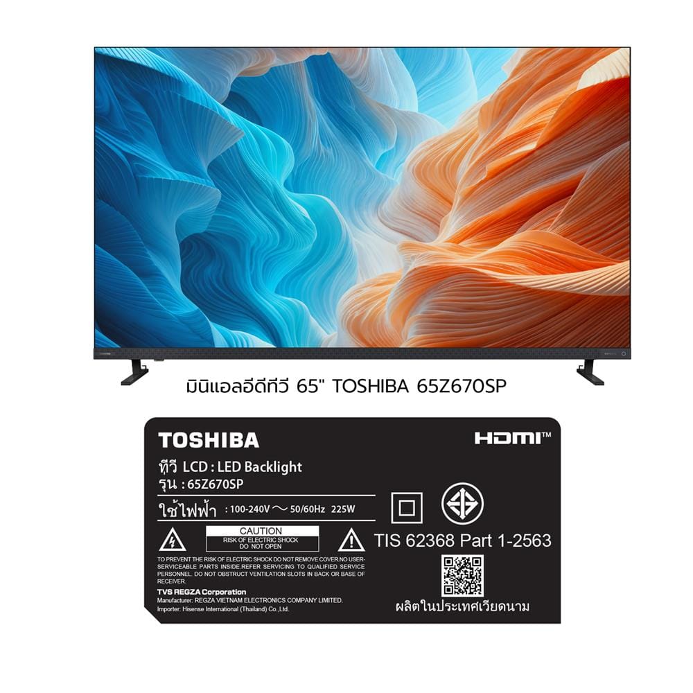 ทีวีมินิแอลอีดี 65 นิ้ว TOSHIBA (4K, MINI LED, VIDAA) 65Z670SP