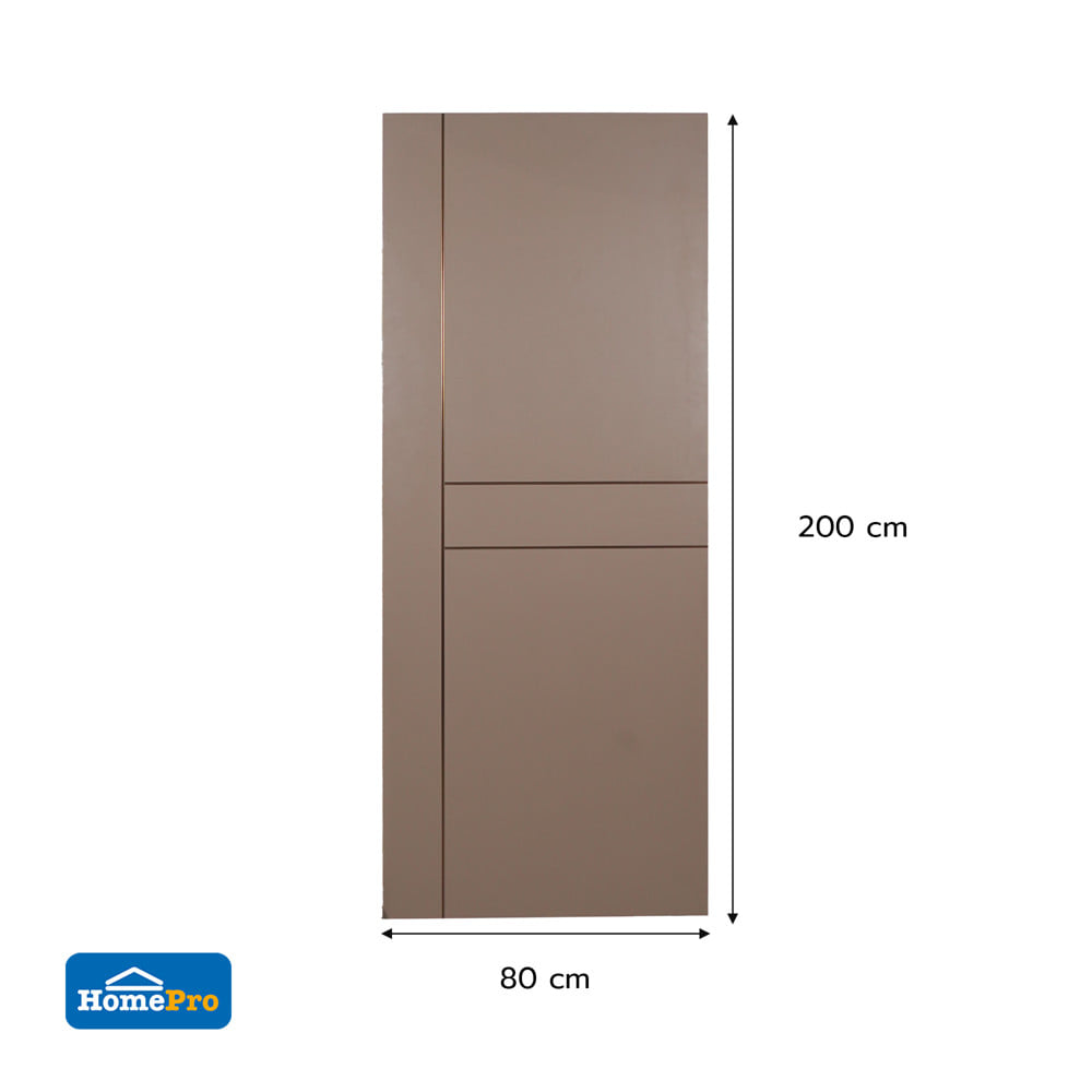 ประตูภายในเมลามีน ไม่เจาะลูกบิด AZLE ร่องอะลูมิเนียม MD216 80x200 ซม. สี SANDSTONE