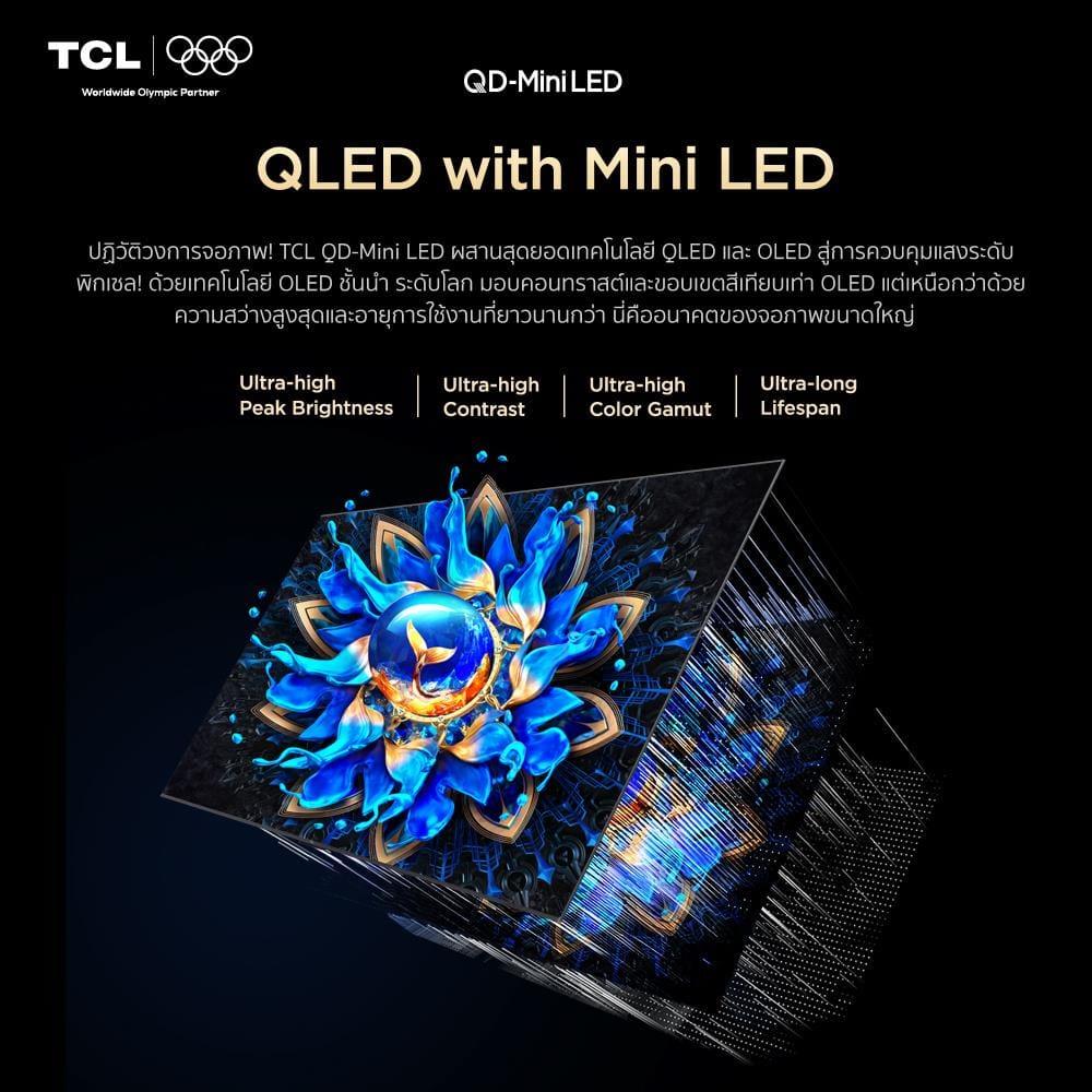 ทีวีคิวดี มินิแอลอีดี 65 นิ้ว TCL (4K, MINI LED, GOOGLE TV) 65C6KS