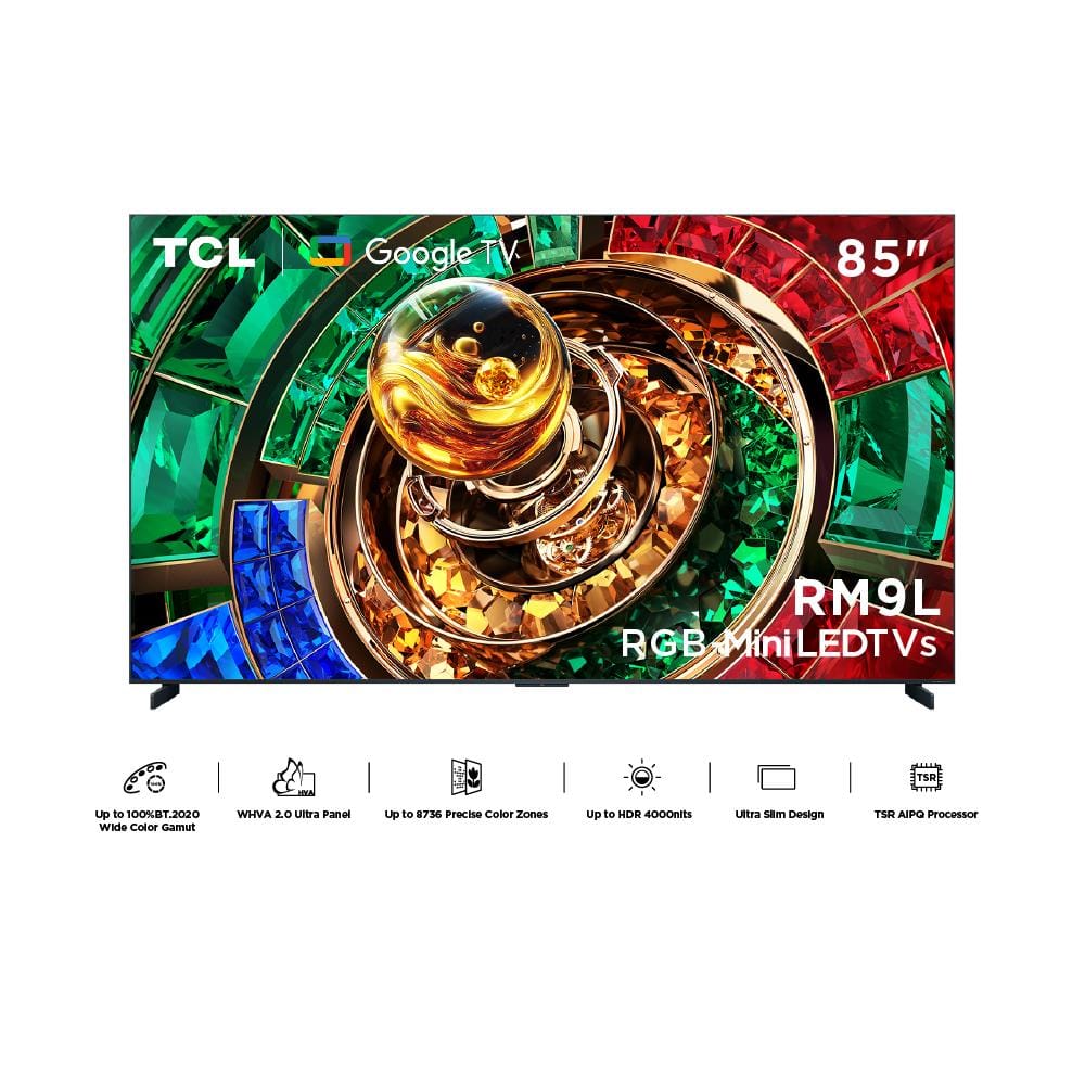 ทีวีอาร์จีบี มินิแอลอีดี 85 นิ้ว TCL (4K, MINI LED, GOOGLE TV) 85RM9L