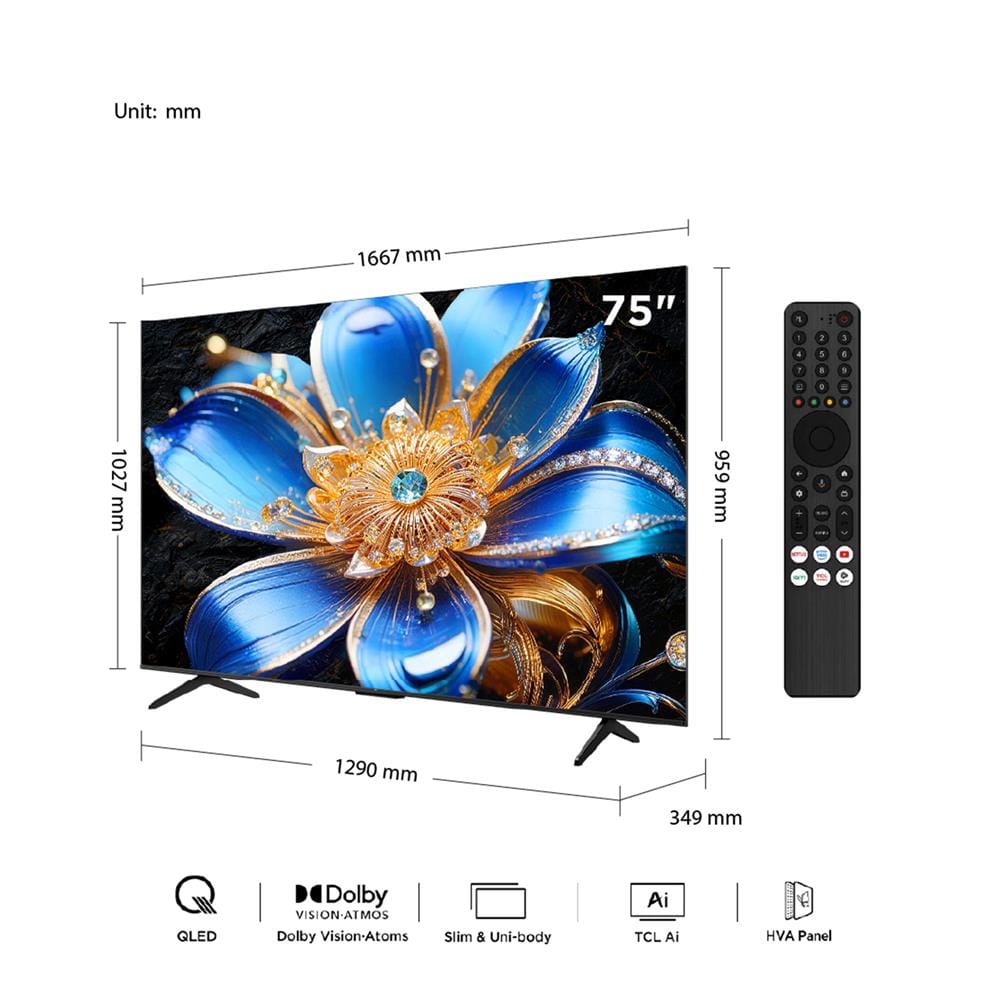 ทีวีคิวแอลอีดี 75 นิ้ว TCL (4K, QLED, GOOGLE TV) 75T6D