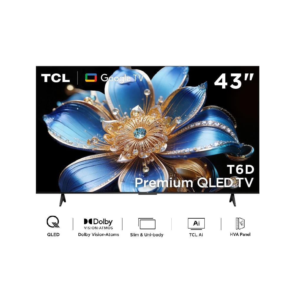 ทีวีคิวแอลอีดี 43 นิ้ว TCL (4K, QLED, GOOGLE TV) 43T6D