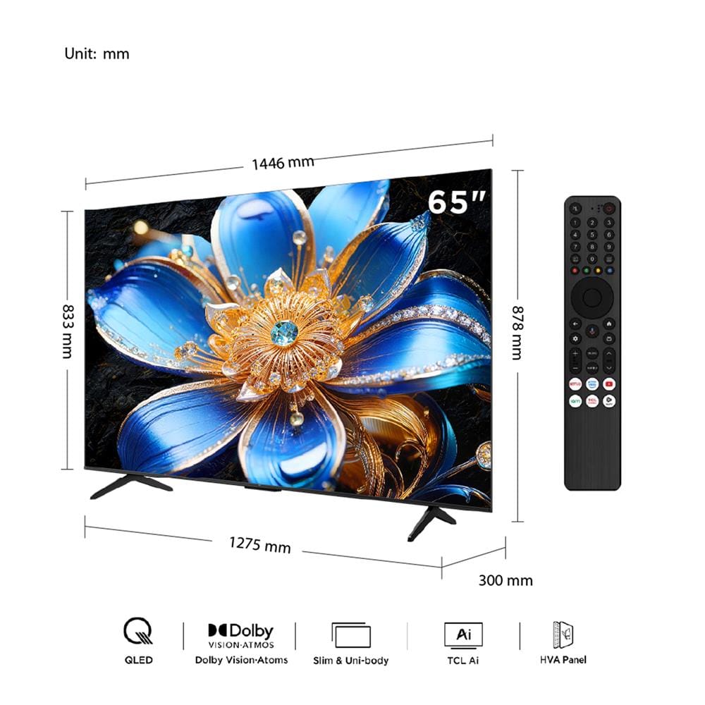 ทีวีคิวแอลอีดี 65 นิ้ว TCL (4K, QLED, GOOGLE TV) 65T6D