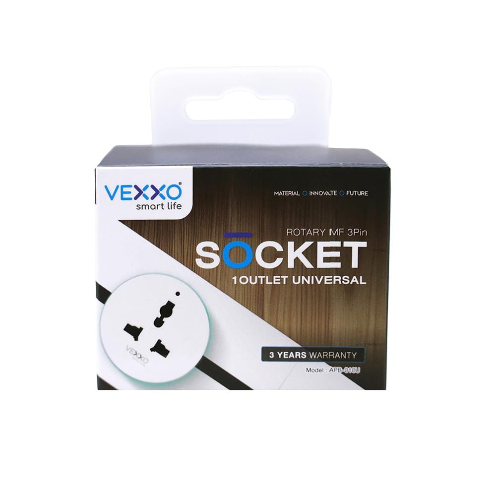 เต้ารับไร้สาย 3 ตา VEXXO F5ADP-VEX1-010U สีขาว