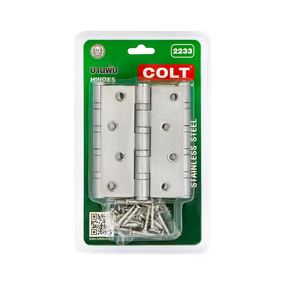 บานพับ 4 นิ้ว COLT 2233 สีสเตนเลส (แพ็ก 3 ชิ้น)