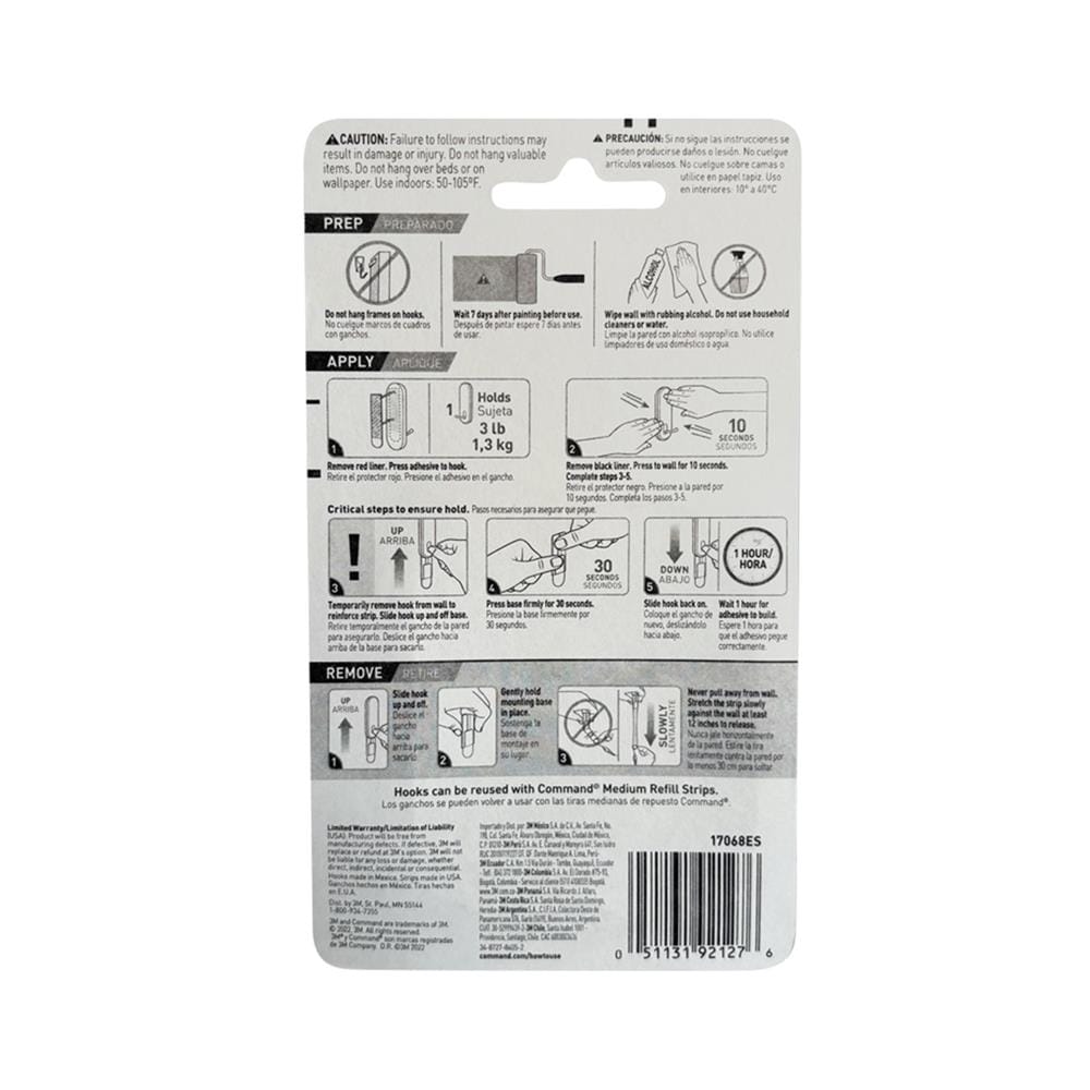 ขอแขวนเทปกาว 3M COMMAND 17068ES SIZE M (แพ็ก 2 ชิ้น)