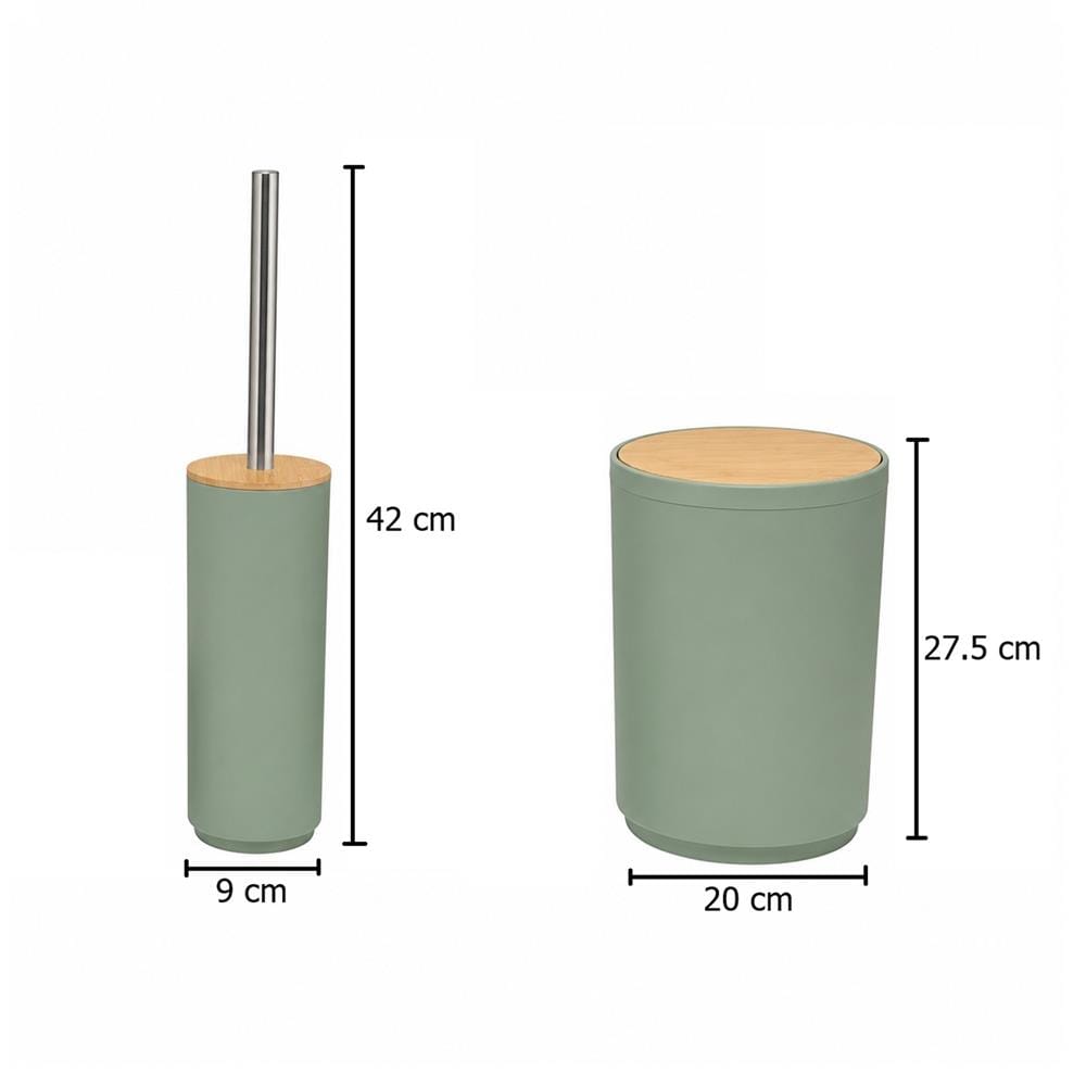 ชุดอุปกรณ์ห้องน้ำพร้อมถังขยะ 6 ชิ้น HOMEPRO BASE BAMBOO สีเขียว