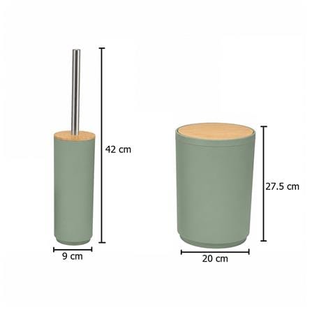 ชุดอุปกรณ์ห้องน้ำพร้อมถังขยะ 6 ชิ้น HOMEPRO BASE BAMBOO สีเขียว_2