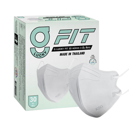 หน้ากากอนามัย 3 ชั้น   G-LUCKY MASK G-FIT   สีขาว (แพ็ก 30 ชิ้น)_1