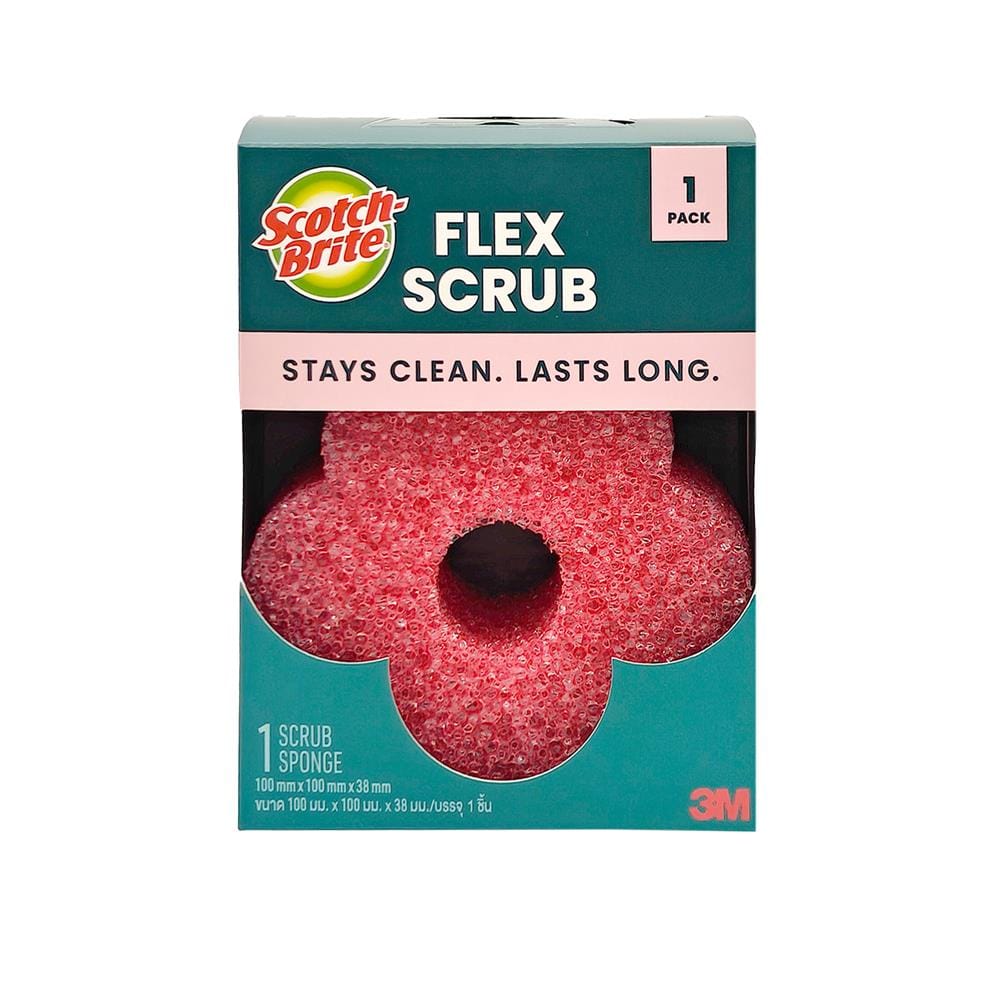 ฟองน้ำรูปดอกไม้ SCOTCH-BRITE FLEX SCRUB สีชมพู (1 ชิ้น)