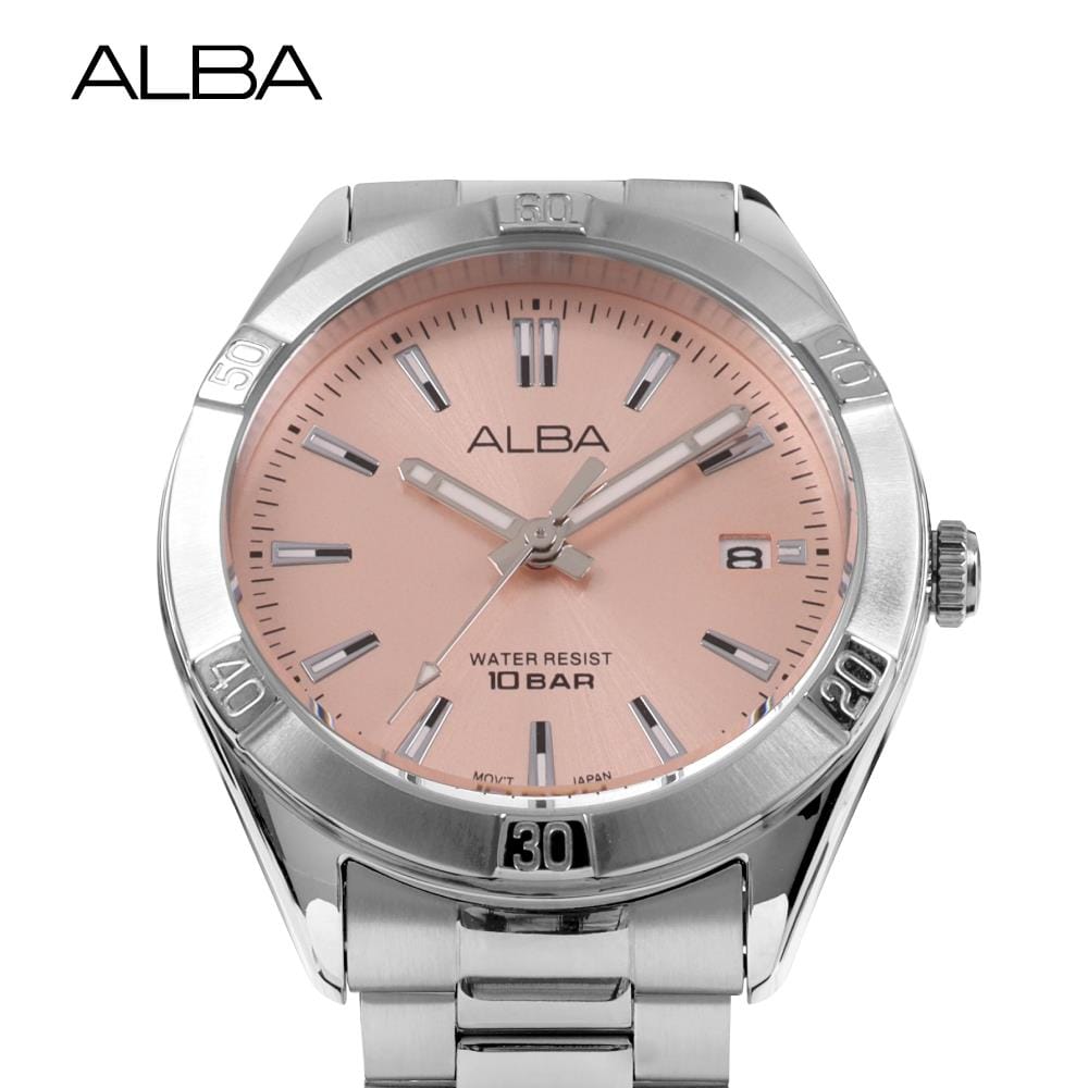 นาฬิกาข้อมือผู้หญิง ALBA รุ่น BOYISH AG8M97X ขนาด 35.5 มม. สีชมพูอ่อน