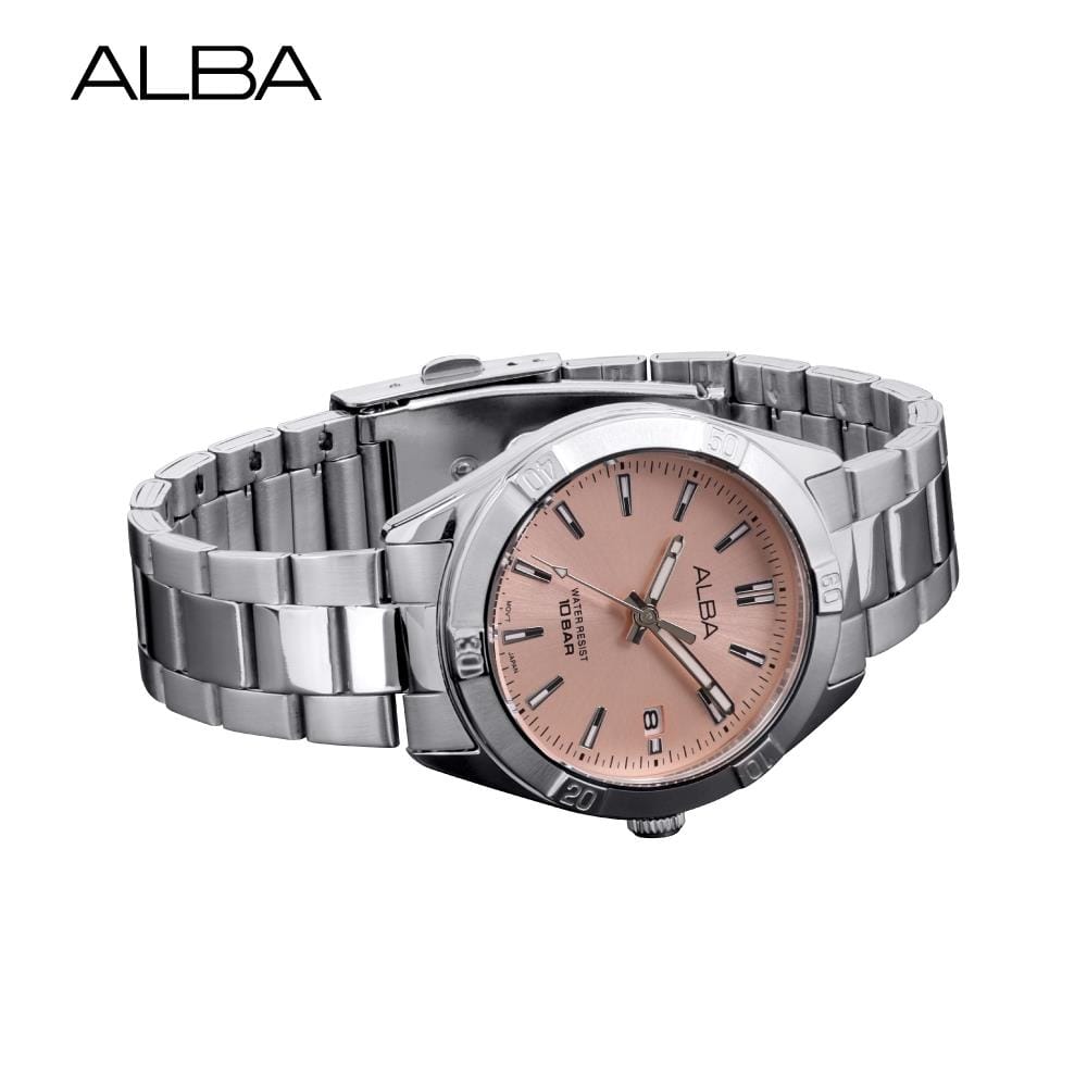 นาฬิกาข้อมือผู้หญิง ALBA รุ่น BOYISH AG8M97X ขนาด 35.5 มม. สีชมพูอ่อน