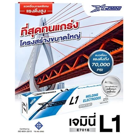 ลวดเชื่อมเหล็กทนแรงดึงสูง GEMINI L1 3.2 x 350 มม._2