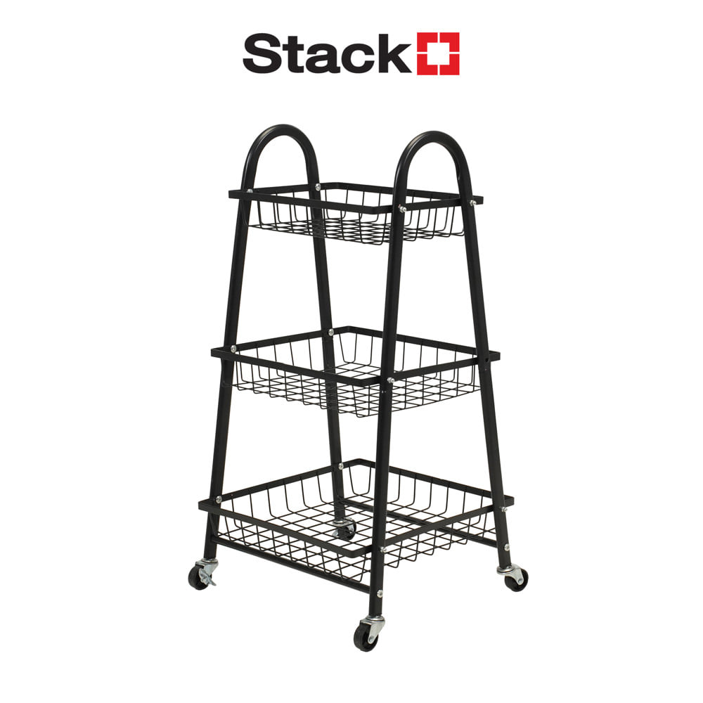 ชั้นวาง 3 ชั้น มีล้อ STACKO MIKA 39.5x37x74 ซม. สีดำ