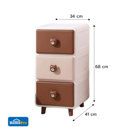 ตู้ลิ้นชัก 3 ชั้น STACKO HOSHI 34x41x68ซม. สีน้ำตาล_6