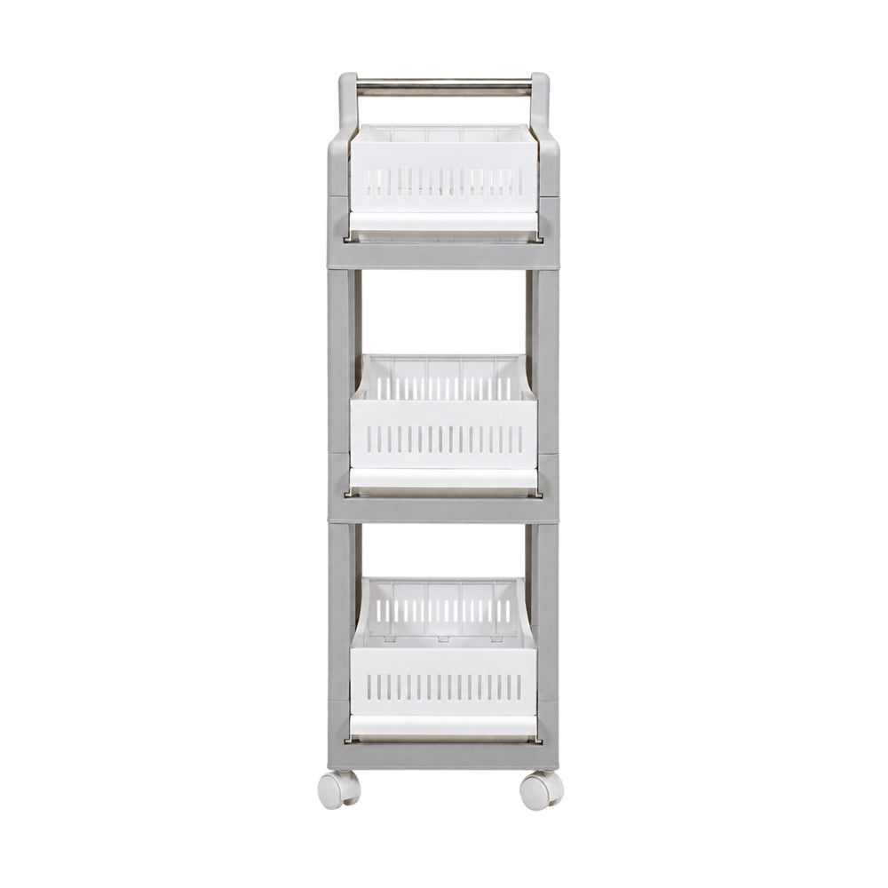 ชั้นพลาสติก 3 ชั้น มีล้อ STACKO YAMI 46x28x91 ซม. สีขาว