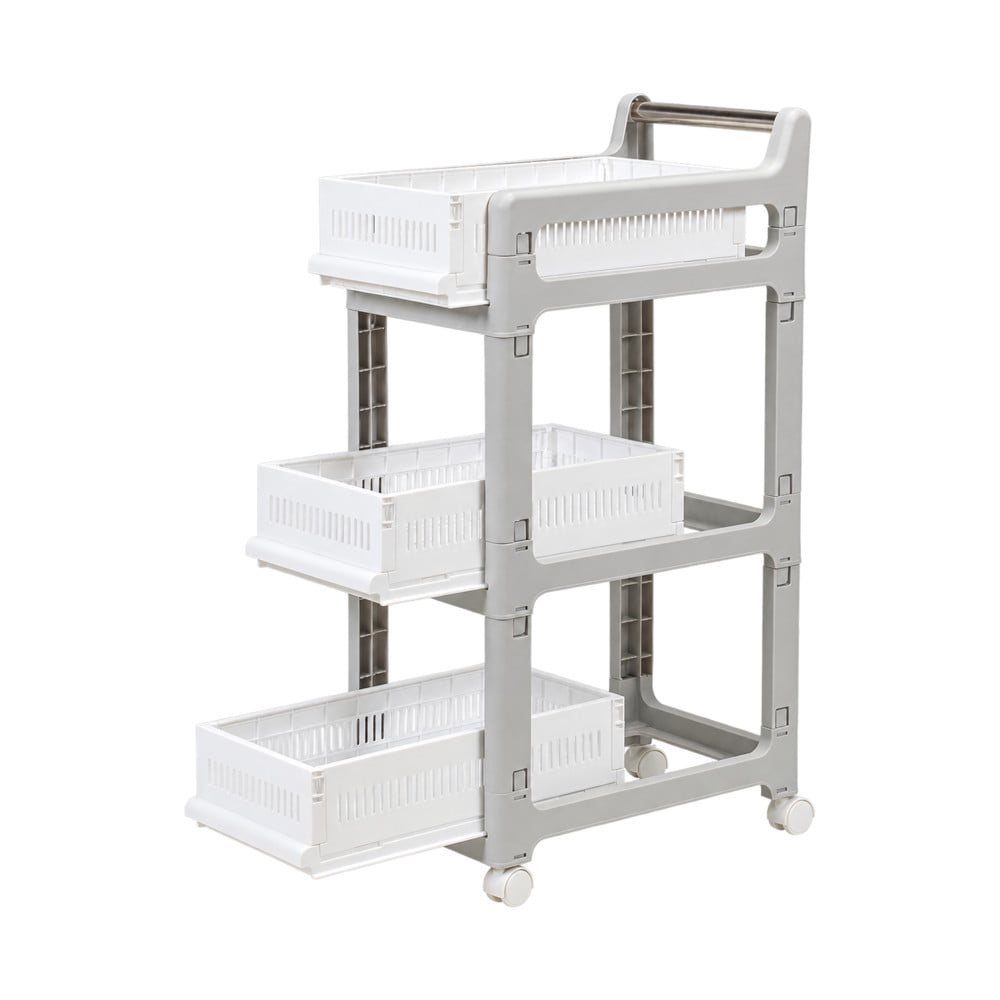 ชั้นพลาสติก 3 ชั้น มีล้อ STACKO YAMI 46x28x91 ซม. สีขาว