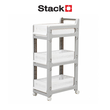 ชั้นพลาสติก 3 ชั้น มีล้อ STACKO YAMI 46x28x91 ซม. สีขาว_0