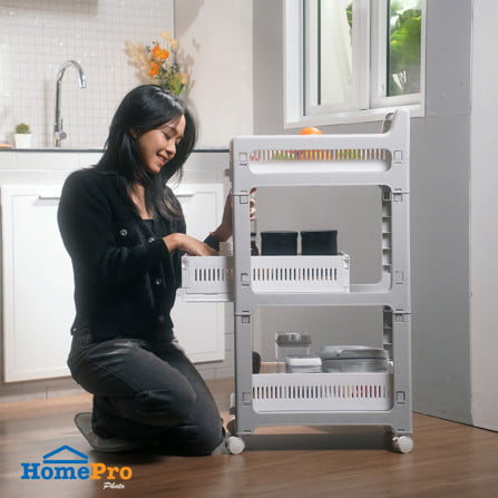 ชั้นพลาสติก 3 ชั้น มีล้อ STACKO YAMI 46x28x91 ซม. สีขาว_5
