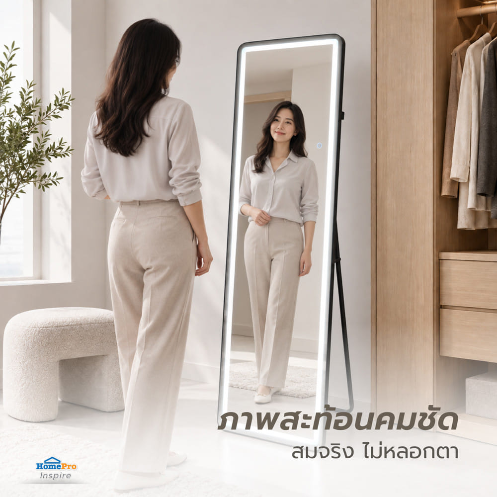 กระจกยาวตั้งพื้น-ติดผนัง LED MOYA K260214 50x160 ซม.