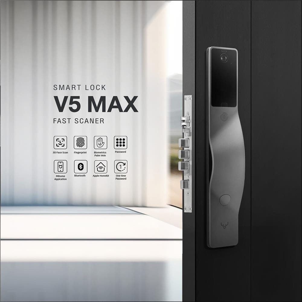 กลอนประตูดิจิตอล LOCKIN V5 MAX สีเงิน (มือจับซ้าย)