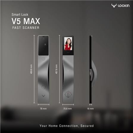 กลอนประตูดิจิตอล LOCKIN V5 MAX สีเงิน (มือจับซ้าย)_7