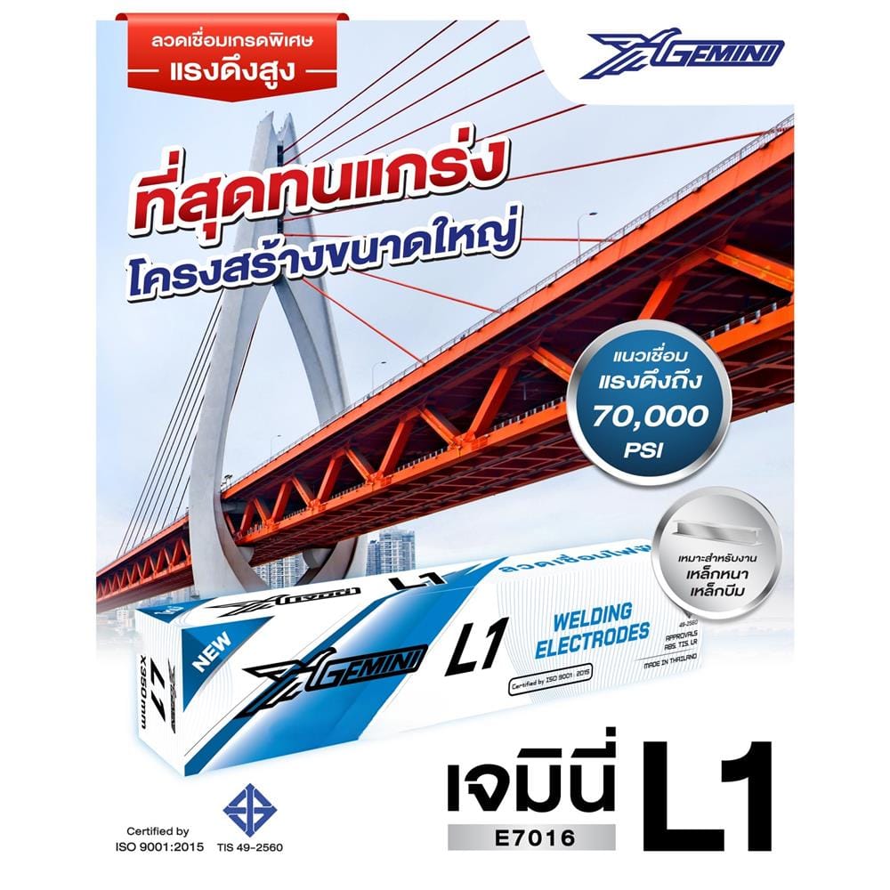 ลวดเชื่อมไฟฟ้าเหล็ก GEMINI L1 2.6x300 มม.