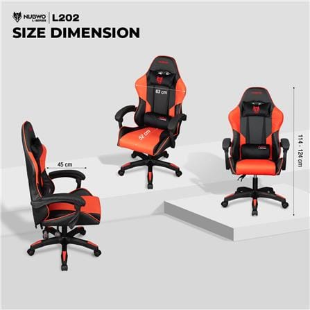 เก้าอี้เกมมิ่ง NUBWO L202 สีดำ/เทา_11