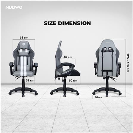 เก้าอี้เกมมิ่ง NUBWO L201 SUPER BLACK สีดำ_12