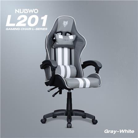 เก้าอี้เกมมิ่ง NUBWO L201 สีเทาขาว_5