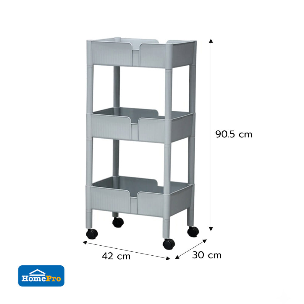 ชั้นพลาสติก 3 ชั้น STACKO AMI 42x30x90.5 ซม. สีเทา