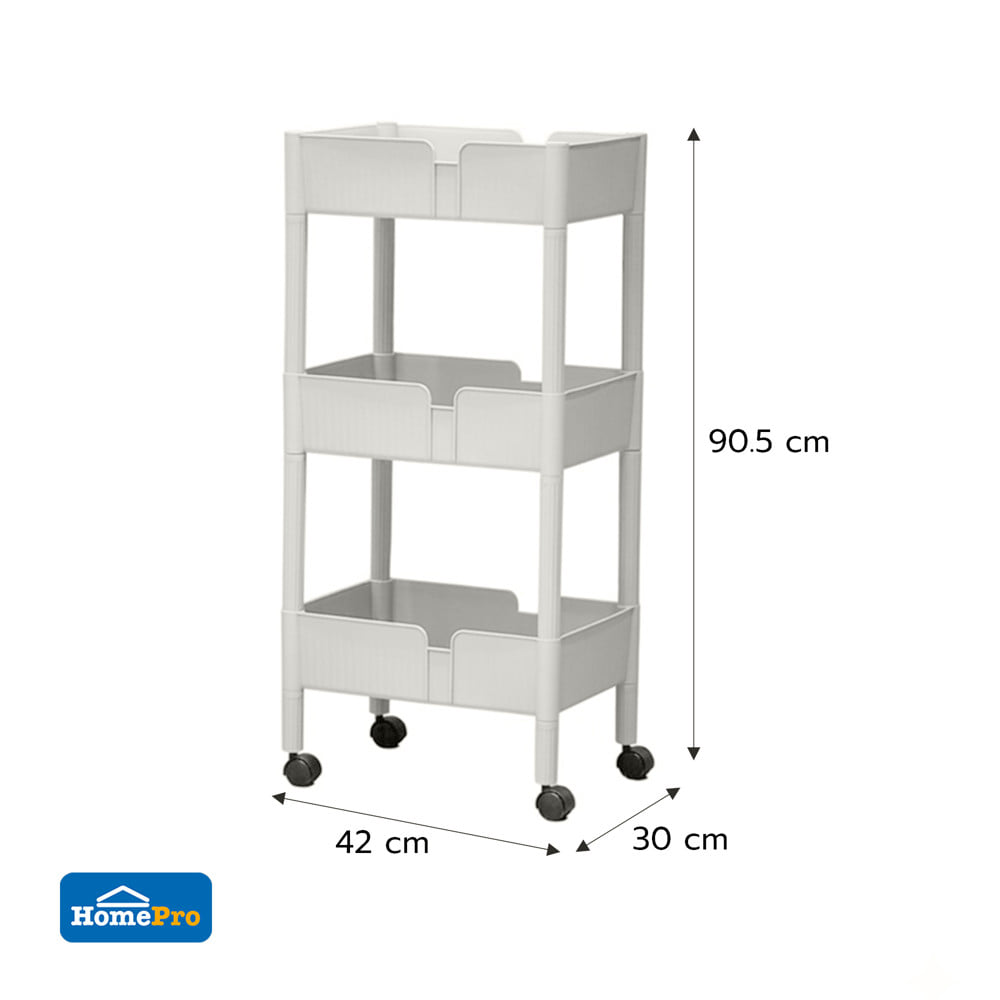 ชั้นพลาสติก 3 ชั้น STACKO AMI 42x30x90.5 ซม. สีเทา