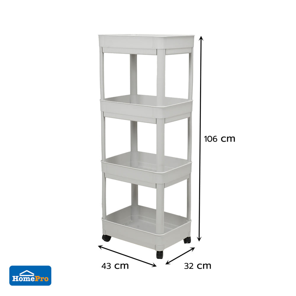 ชั้นพลาสติก 4 ชั้น STACKO NAMI 43x32x106 ซม. สีเทา