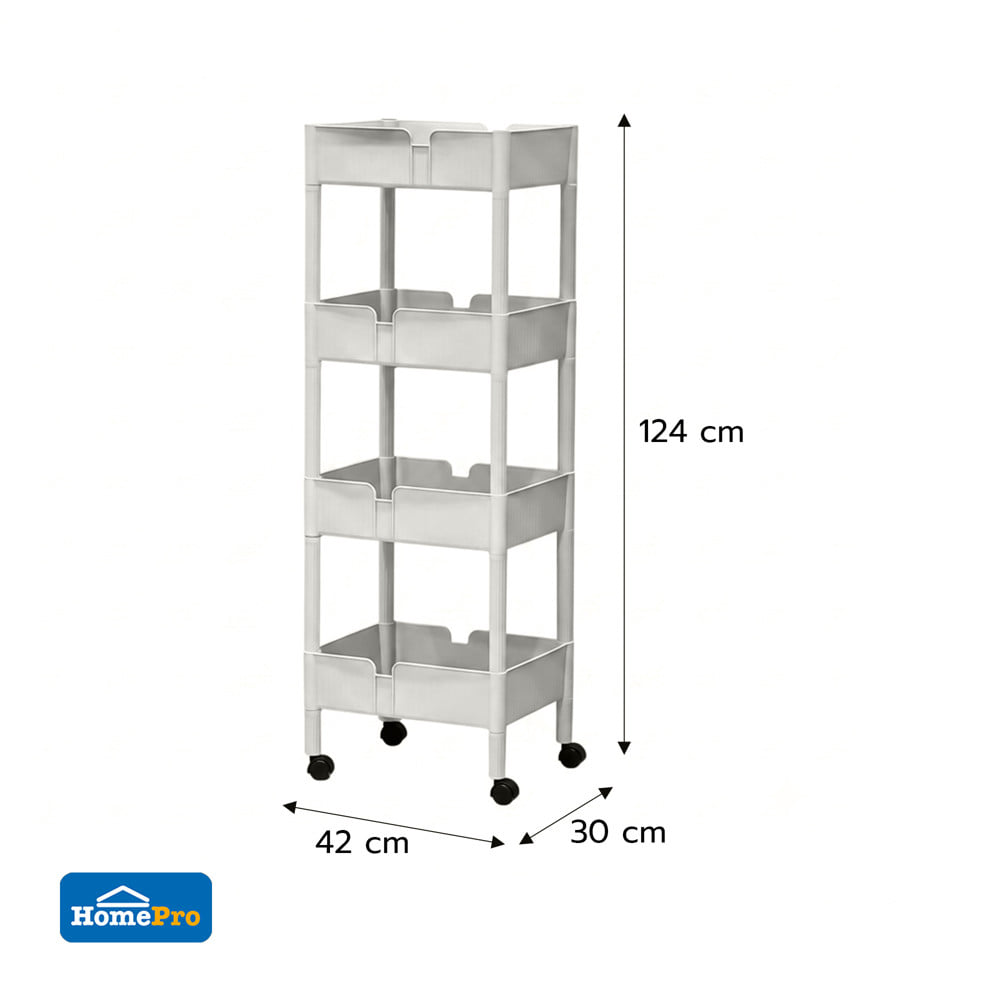 ชั้นพลาสติก 4 ชั้น STACKO AMI 42x30x124 ซม. สีเทา