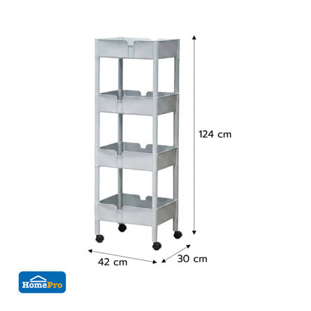 ชั้นพลาสติก 4 ชั้น STACKO AMI 42x30x124 ซม. สีเทา_1