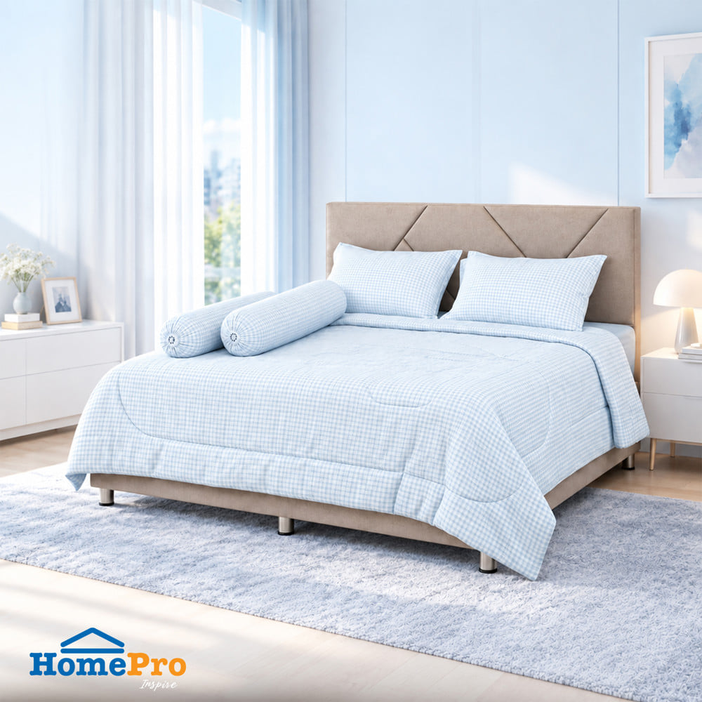 ชุดผ้าปูที่นอน 6 ฟุต (ชุด 6 ชิ้น) HOME LIVING STYLE COTTAGE สี BLUE